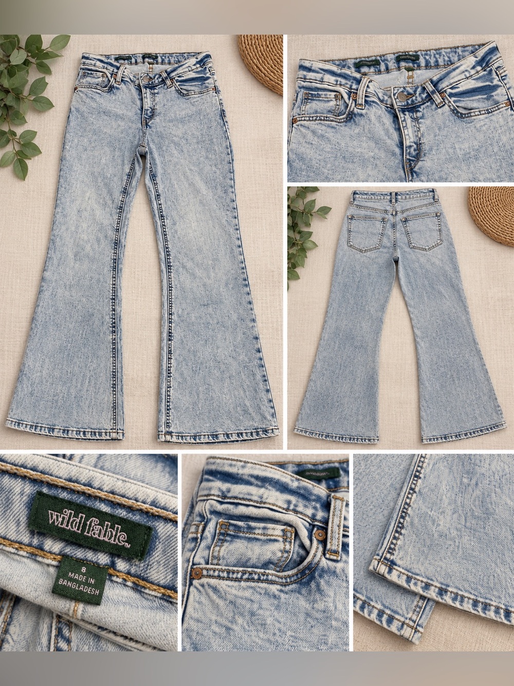 wild fable Light Blue Acid Wash Flare Jeans